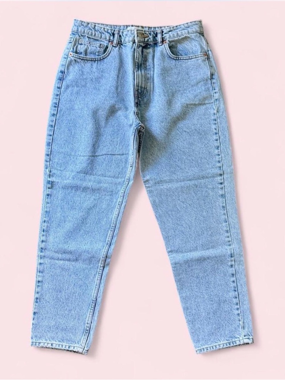Zara High Rise Light Wash Straight Leg Denim